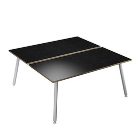 Scrivania Skinny Metal a 2 postazioni contrapp. - 120 x 166 cm - bianco/ nero venato