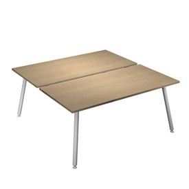 Scrivania Skinny Metal a 2 postazioni contrapp. - 140 x 166 cm - bianco/ rovere