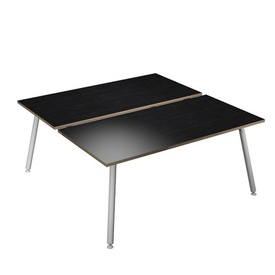 Scrivania Skinny Metal a 2 postazioni contrapp. - 140 x 166 cm - bianco/ nero venato