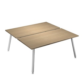 Scrivania Skinny Metal a 2 postazioni contrapp. - 160 x 166 cm - bianco/ rovere