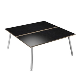 Scrivania Skinny Metal a 2 postazioni contrapp. - 160 x 166 cm - bianco/ nero venato