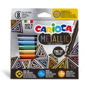Pennarelli Metallic - punta fine - colori assortiti - Carioca - scatola8 pezzi