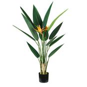 Pianta ornamentale Sterlizia - artificiale - polietilene - 12 foglie e 2 fiori - 120 cm - King Collection