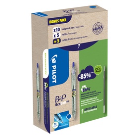 Penna a sfera scatto B2P Ecoball BeGreen - punta 1.0 mm - 10 refill B2Pinclusi - blu - Pilot - conf. 10 pezzi