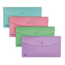 Buste con bottone - PPL - 9,9 x 21 cm - colori assortiti Pastel - Favorit - conf. 5 pezzi