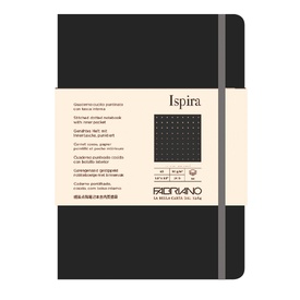 Taccuino Ispira - con elastico - copertina flessibile - A5 - 96 fogli -puntinato - nero - Fabriano