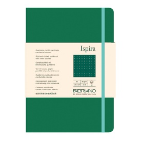 Taccuino Ispira - con elastico - copertina flessibile - A5 - 96 fogli -puntinato - verde - Fabriano