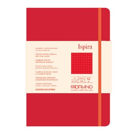 Taccuino Ispira - con elastico - copertina flessibile - A5 - 96 fogli -puntinato - rosso - Fabriano