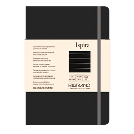 Taccuino Ispira - con elastico - copertina flessibile - A5 - 96 fogli -righe - nero - Fabriano
