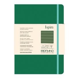 Taccuino Ispira - con elastico - copertina flessibile - A5 - 96 fogli -righe - verde - Fabriano