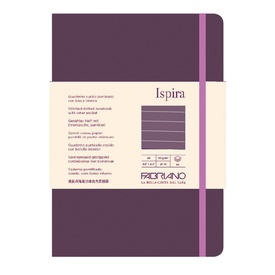 Taccuino Ispira - con elastico - copertina flessibile - A5 - 96 fogli -righe - viola - Fabriano