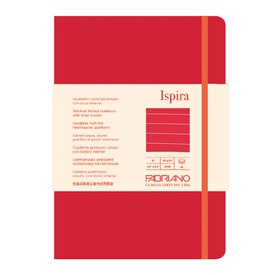 Taccuino Ispira - con elastico - copertina flessibile - A5 - 96 fogli -righe - rosso - Fabriano