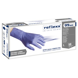 Guanti in nitrile ultra resist R99 - manichetta lunga - tg L - indaco -Reflexx - conf. 50 pezzi