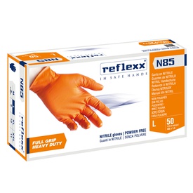 Guanti in nitrile N85 - ultra resistenti - tg L - arancione - Reflexx -conf. 50 pezzi