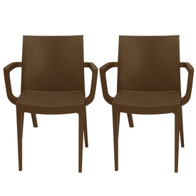 Sedia Venice - con braccioli - 59 x 51 x 80 cm - polipropilene - moka -Grandsoleil - conf. 2 pezzi