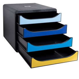 Cassettiera Big Box Bee Blue - 4 cassetti A4 - nero/multicolore - Exacompta
