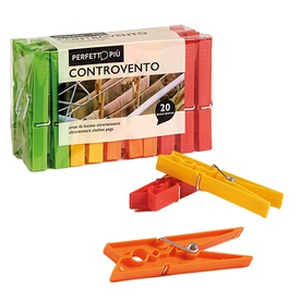 Mollette biancheria Controvento Colours - colori assortiti - Perfetto -conf. 20 pezzi