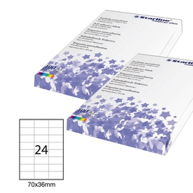 Etichette adesive - in carta - permanenti - 70 x 36 mm - 24 et/fg - 100fogli - bianco - Starline