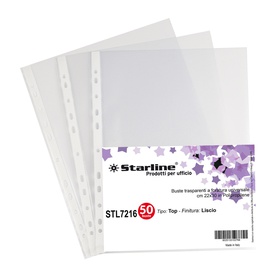 Buste forate Top - liscio - 22 x 30 cm - trasparente - Starline - conf.50 pezzi