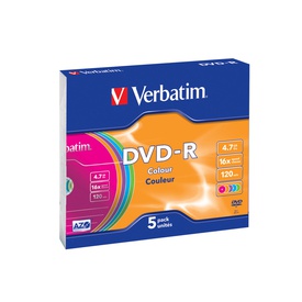 Verbatim - Scatola 5 DVD-R - slim Case - serigrafato colorato - 43557 -4,7GB